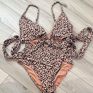 Aerie Leopard Print One Piece Swimsuit